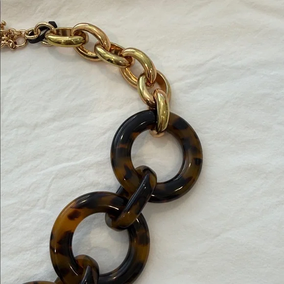 J. Crew Tortoise Shell and Gold Chunky Necklace - Picture 3 of 5
